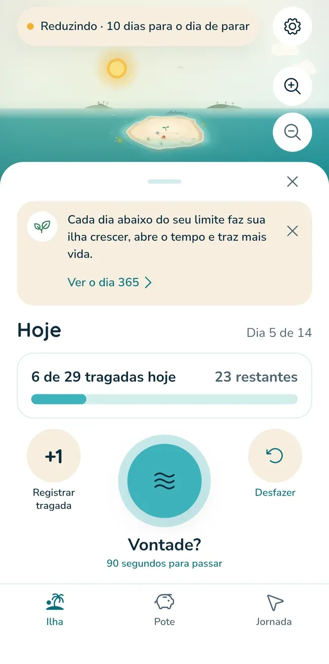 Fique no limite diário ou abaixo; ele zera no seu dia de parar.