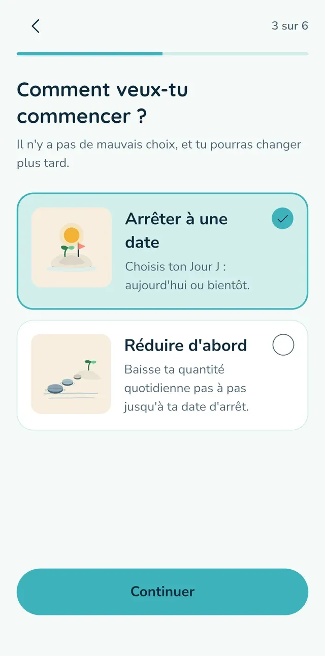 Choisis « Arrêter à une date » ou « Réduire d'abord ».
