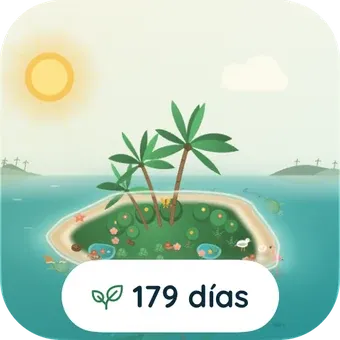 El widget pequeño: la isla y 179 días.